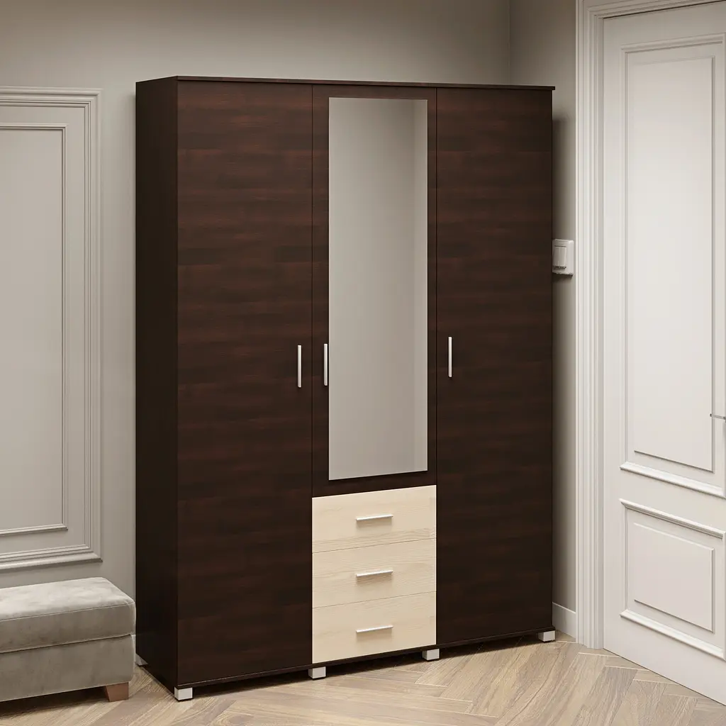 Шафа тридверна Еверест Бриз ШП-5 із дзеркалом Венге/Дуб Молочний (DTM-2482) - фото 2