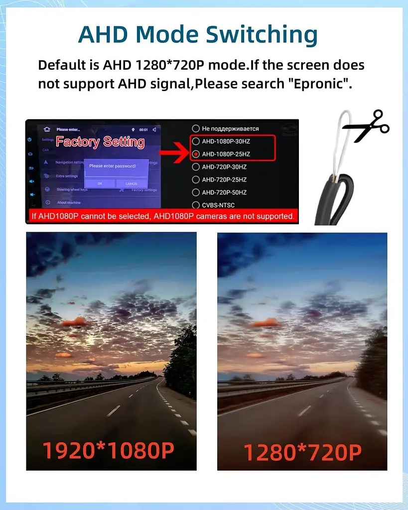Epronic AHD 1080P/720P Камера заднього огляду 170° Кут огляду для автомобіля, нічне бачення IP68 Водонепроникна - фото 6