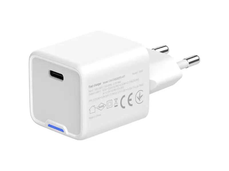 Мережевий зарядний пристрій ColorWay GaN Mini 25 W 1xUSB-C Fast Charging White (CW-CHS052PD-WT) - фото 3
