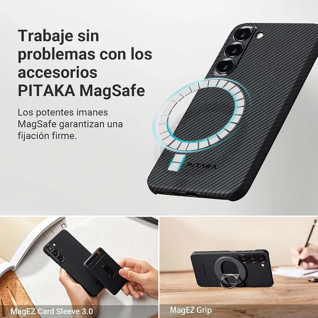 Оригінальний протиударний чохол для Samsung Galaxy S23 Ultra Pitaka MagEZ MagSafe Case 3 Twill Black/Grey KS2301U - фото 13