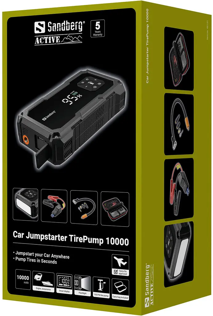 Автомобільний Jump Starter TirePump, компрессор 150PSI 10000mAh USB-A, USB-C, ліхтар 2W Sandberg - фото 7