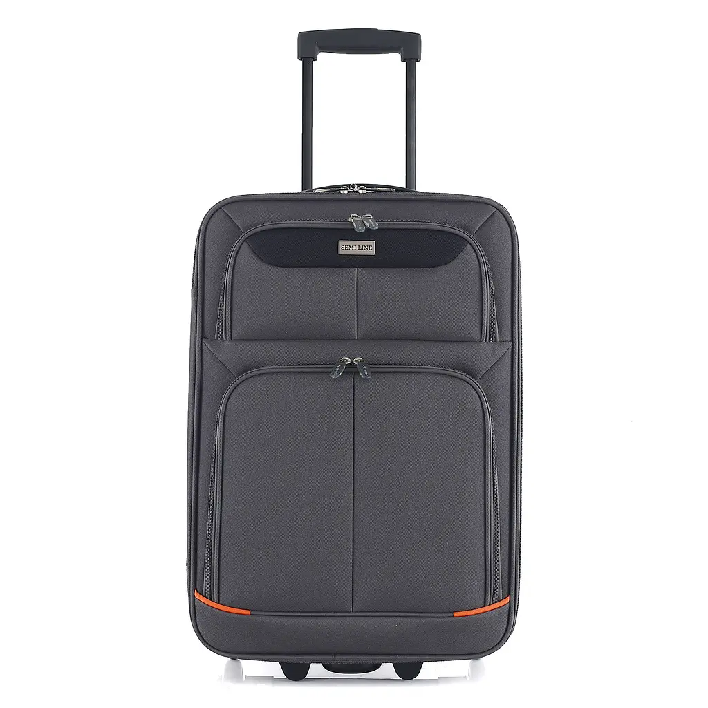 Валіза мала для ручної поклажі Semi Line 20 дюймів (S) дюймів (S) Polyester Grey/Orange Lines (T5754-1) - фото 2