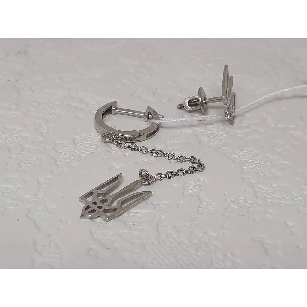 Срібні асиметричні сережки Ірій Тризуб. 40024.1 - фото 3