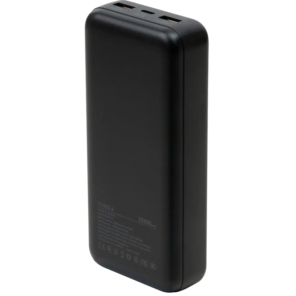 Батарея універсальна Vinga 20000 mAh 22.5W Display Black (VPBB2022) - фото 3