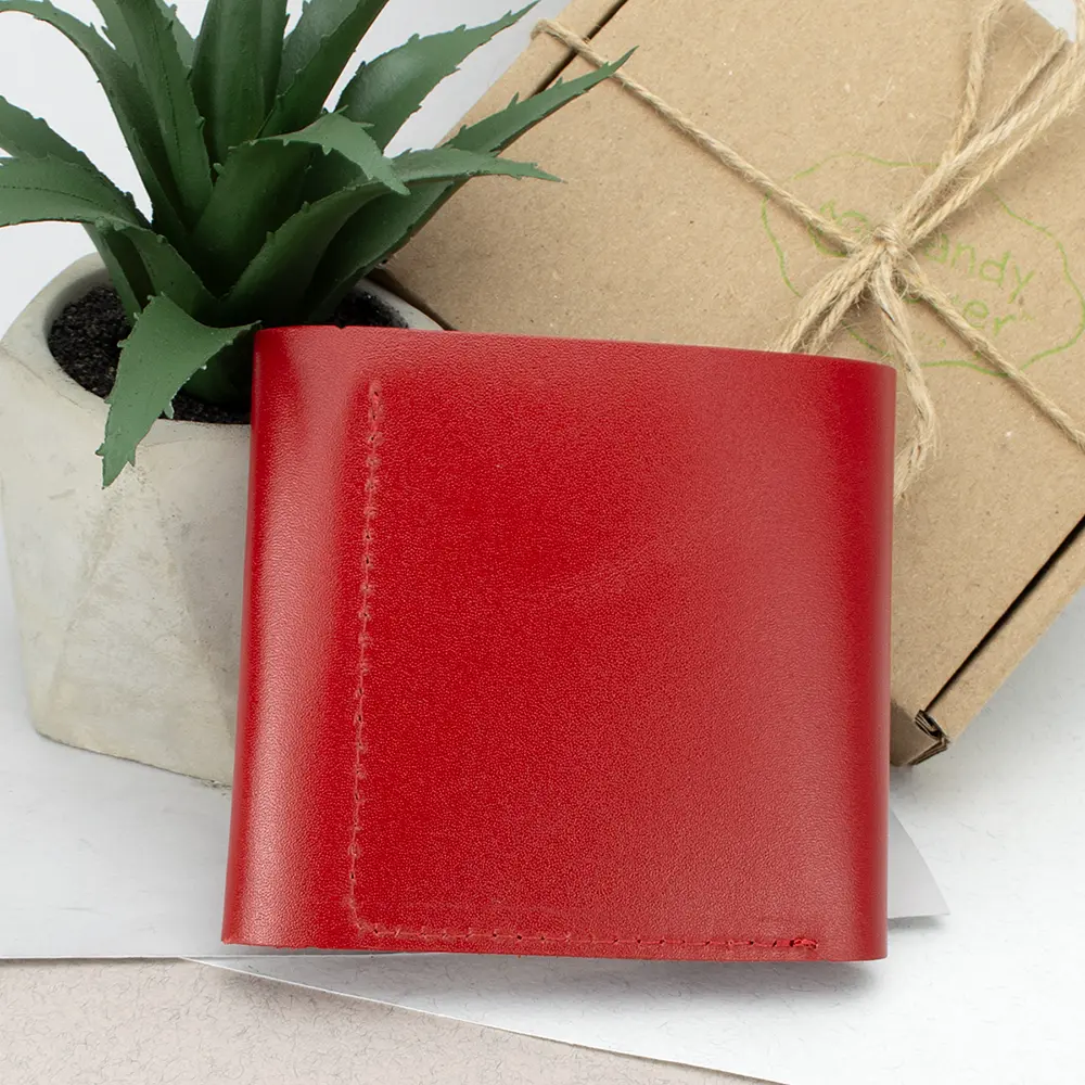 Кошелек женский кожаный маленький на кнопке Handycover HC0062 красный - фото 3