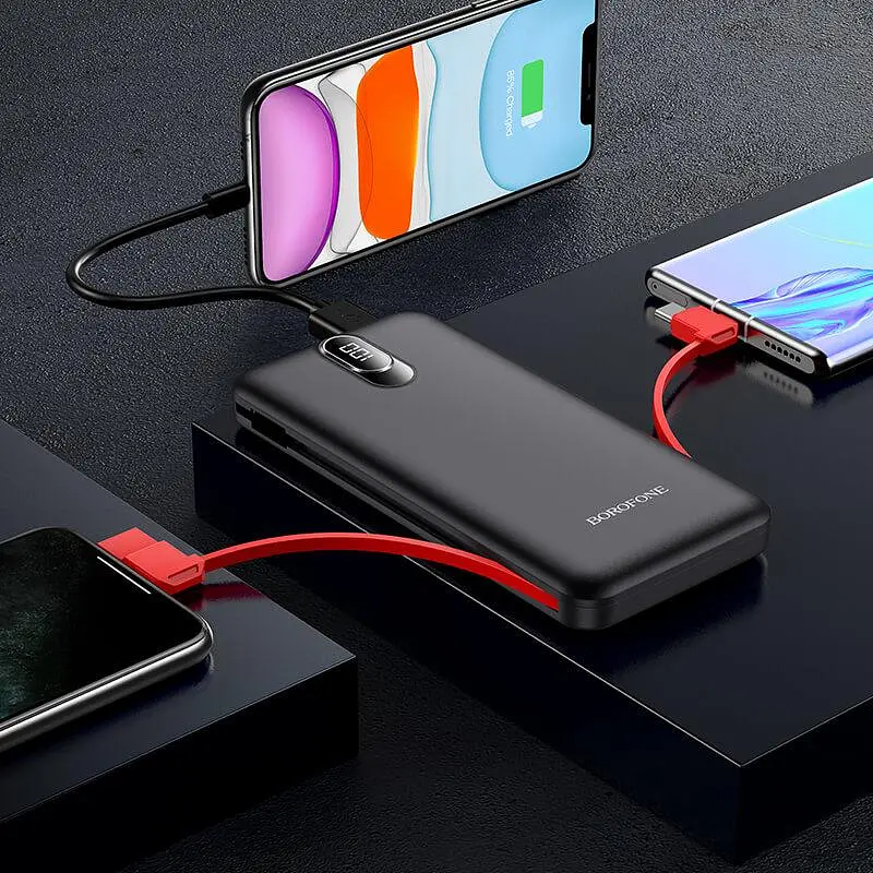 Внешний АКБ BOROFONE BJ2 Buena 10000 mAh с кабелями Lightning/Type-C/Micro - фото 2