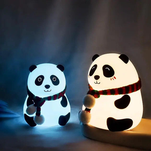 Нічник дитячий силіконовий Панда LOSSO світлодіодний світильник RGB 1200 мАч White (18966) - фото 6