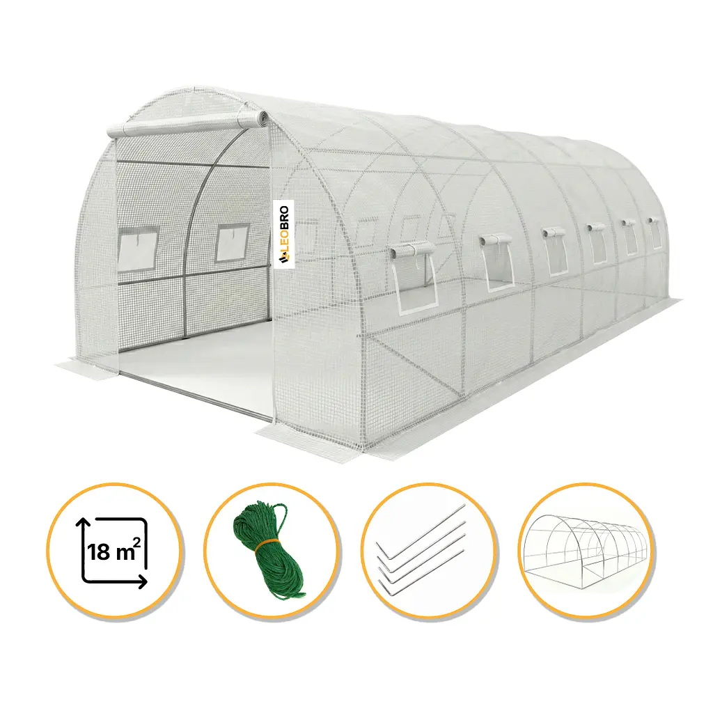 Садова теплиця парник LEOBRO Garden 18м2 White (LB-G105-WHT)