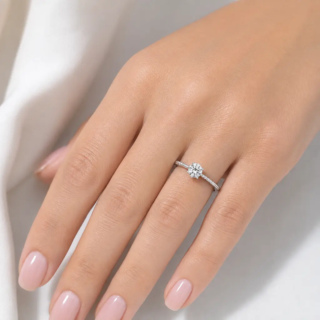 Кільце з білого золота з діамантом К-0743 18.5 - фото 6