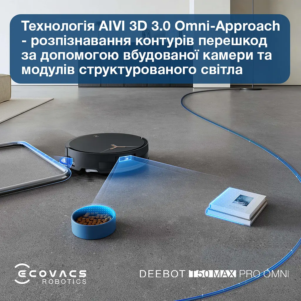 Робот-пилосос з вологим прибиранням ECOVACS Deebot T50 Max Pro Omni Black (DEX54) - фото 7