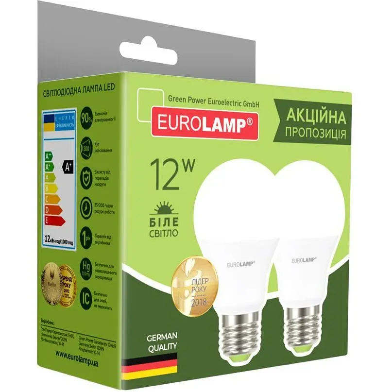 Світлодіодна лампа Eurolamp LED, A60, 12W, E27, 4000K, 2 шт. (MLP-LED-A60-12274(E)) - фото 4