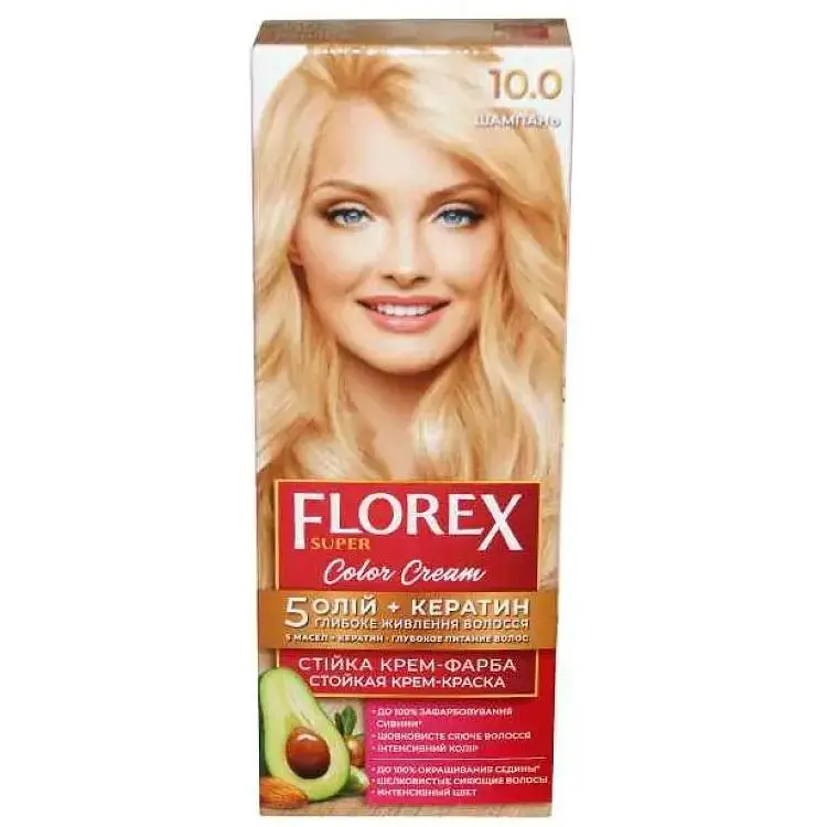 Крем-фарба Florex Шампань КЕРАТИН 10.0