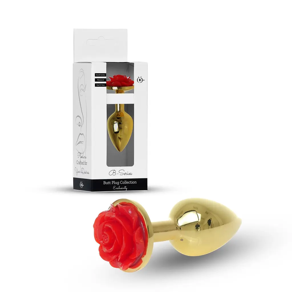 Анальна пробка B - Series HeavyFun Plug-Jewellery Gold, 7 см (червоний) - фото 9
