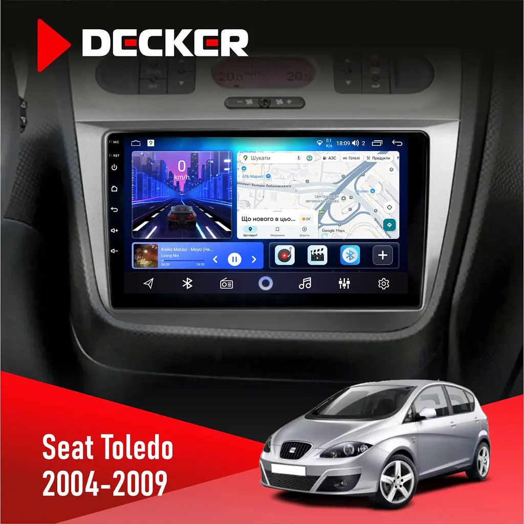 Штатна магнітола Seat Toledo 2004-2009 Decker D9-006 4x64, 4G Decker (НФ-00003821)