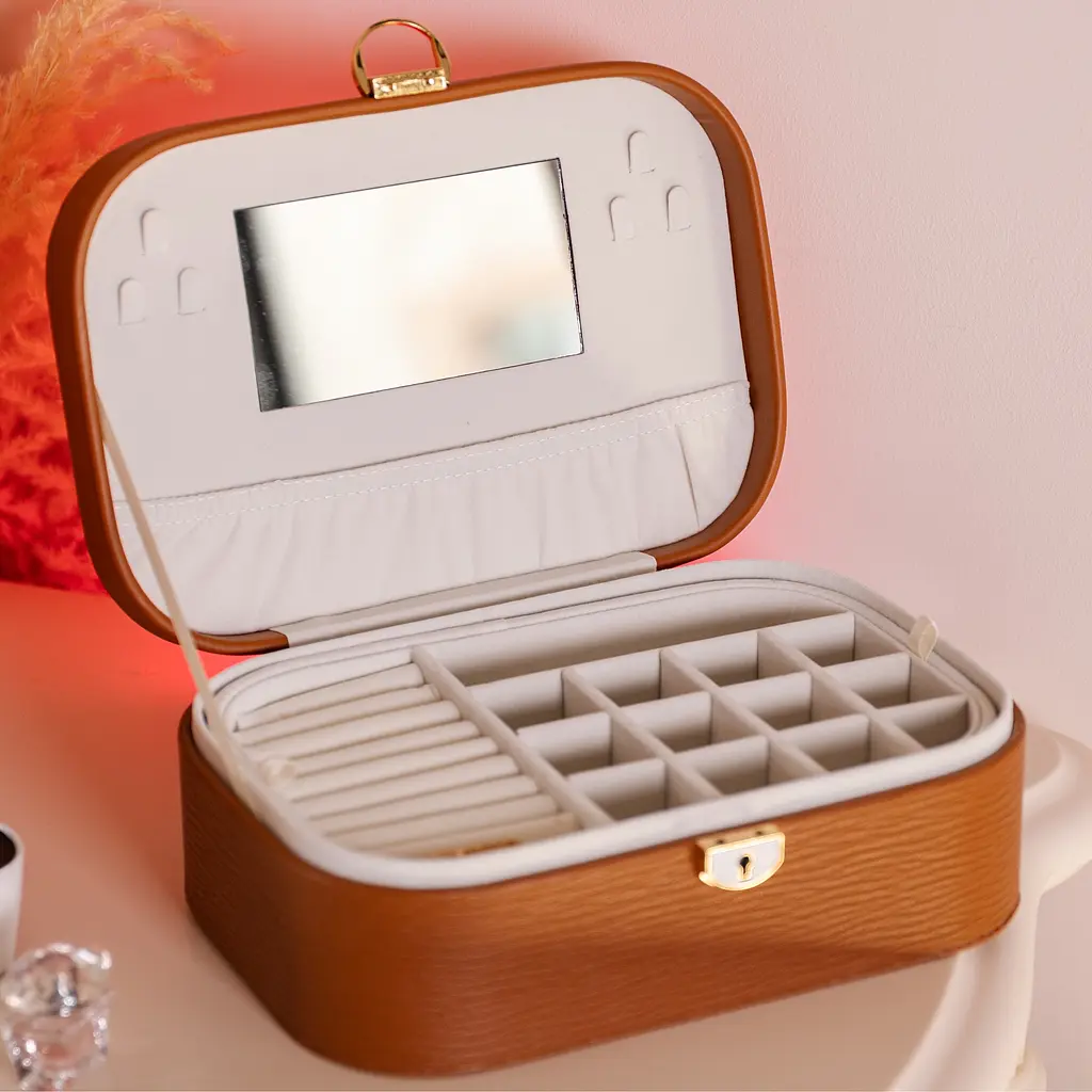 Скринька-органайзер для прикрас Yiwu із замком 26х18х9.5 см теракот HP-5-1BR - фото 7