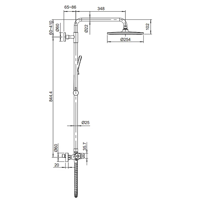 Душевая система с термостатом Koer KB-55014-05 KR4733, Черный матовый - фото 2