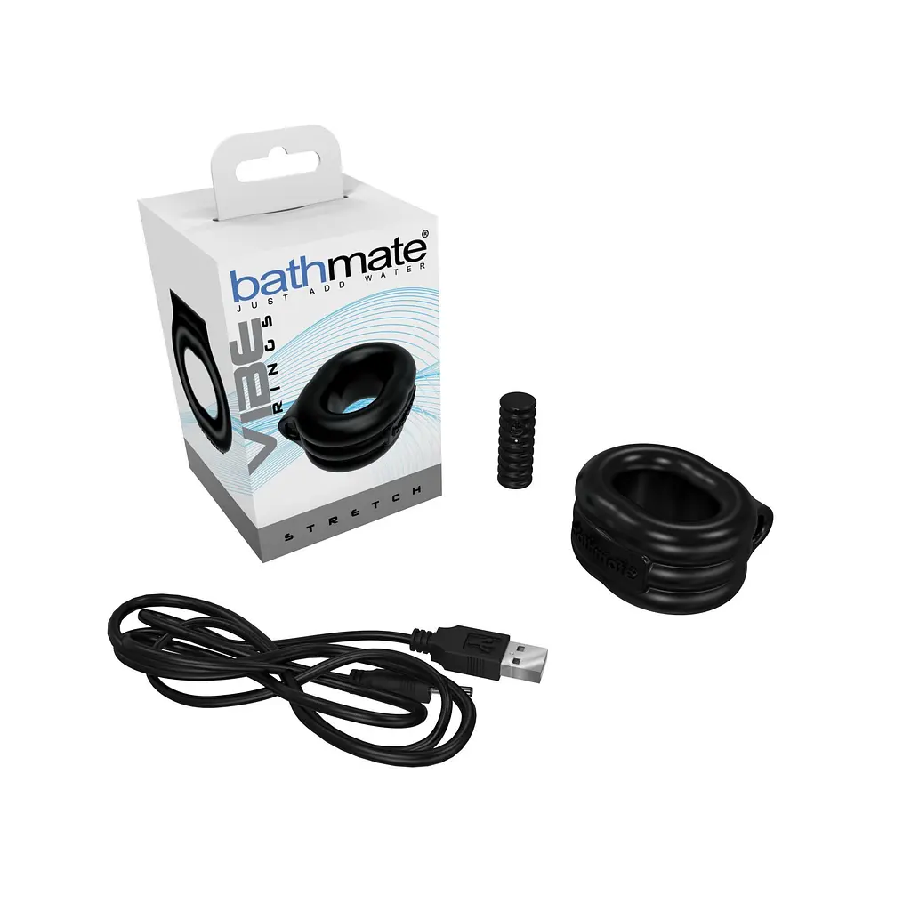 Віброкільце Bathmate Vibe Ring Stretch, 6х2.5 см (чорний) - фото 4