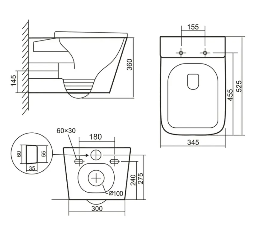 Унітаз підвісний Qtap Tern Ultra Quiet, з сидінням Slim Duroplast/ Soft-close/ Quick Release QT17332303AW - фото 9