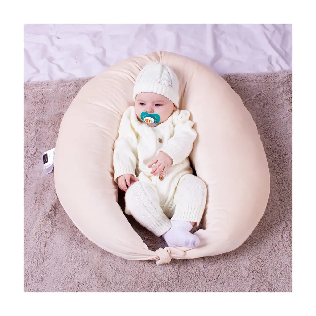 Подушка MirSon для вагітних та годування №8302 Velvet Line 28-0004 Cream Велюр 30х170х20 см (2200006200277) - фото 2