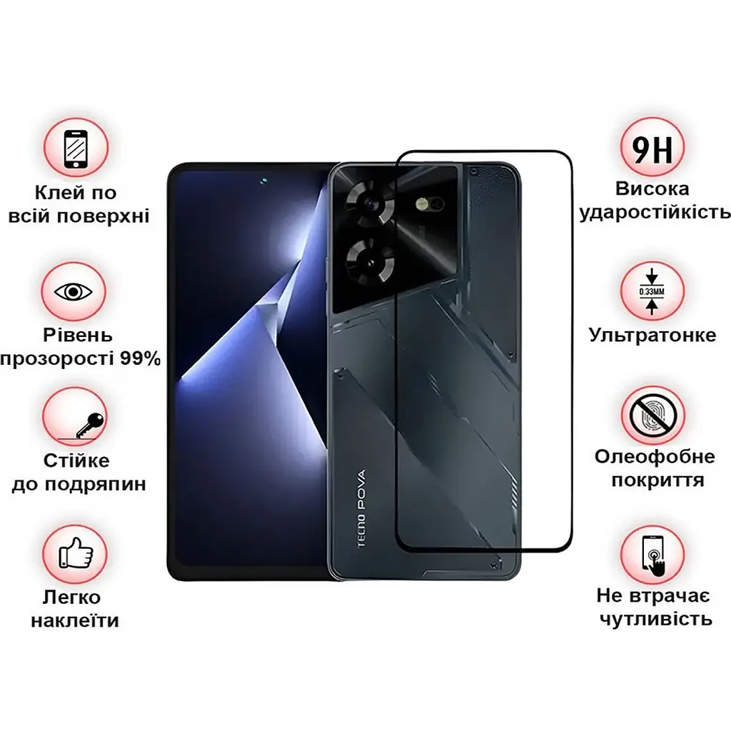 Захисне скло BeCover для Tecno POVA 5 (LH7n) Black (710031) - фото 3