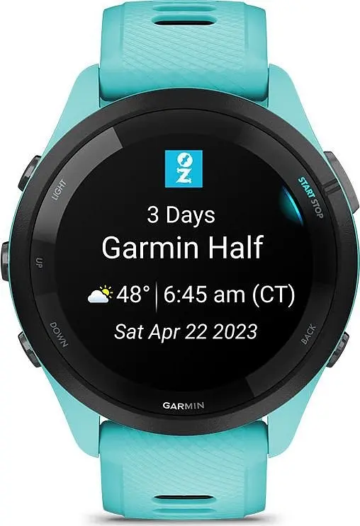 Смарт-годинник Garmin Forerunner 265 Black Bezel with Aqua Case and Aqua/Black Silicone Band (010-02810-12) - фото 7