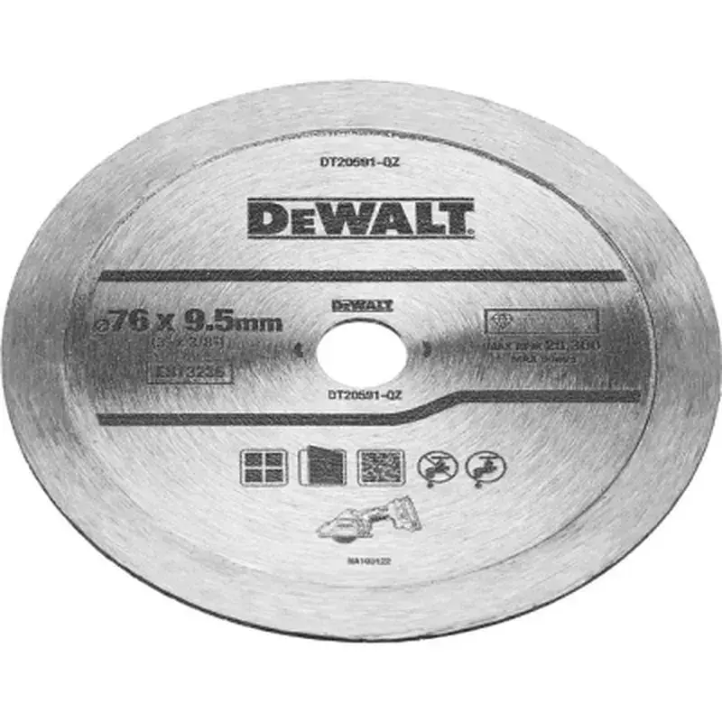 Диск пильний DeWALT алмазний кераміка/кахель, 76 х 1,0 х 9,5 мм, 1 шт. (DT20591) - фото 2