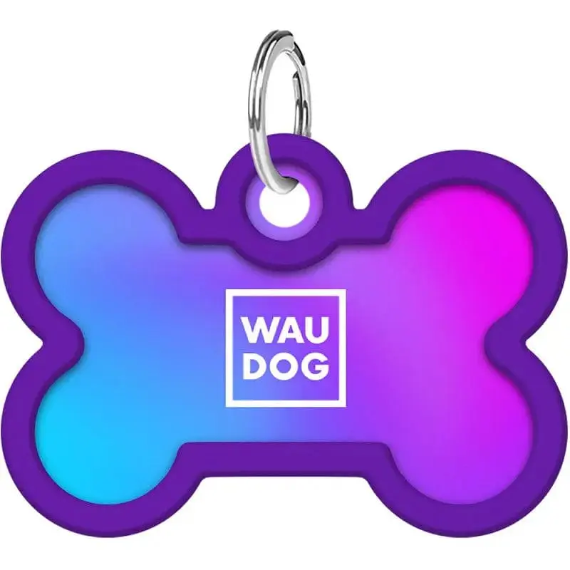 Адресник для собак і котів Waudog Smart ID з QR паспортом Градієнт фіолетовий 4х2.8 см - фото 2
