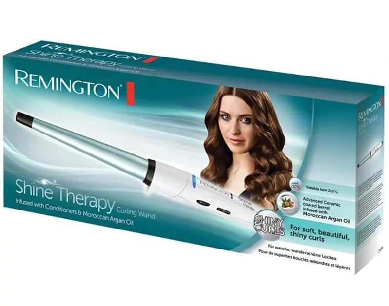 Плойка Remington Shine Therapy, конусна, >300Вт, темп.режимів-8, 140-210С, кераміка, білий - фото 3