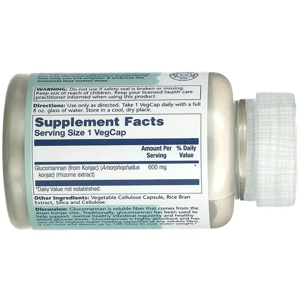 Глюкоманан Solaray Glucomannan Rhizome Extract 600 мг 100 веганських капсул - фото 3