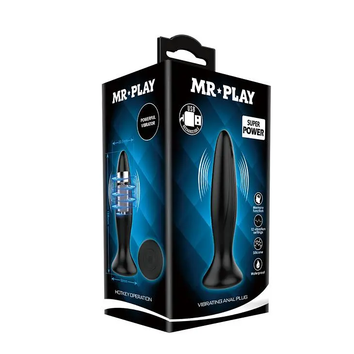 Анальна пробка LyBaile Mr.Play Vibrating Butt Plug 12.8 см (чорний) - фото 6