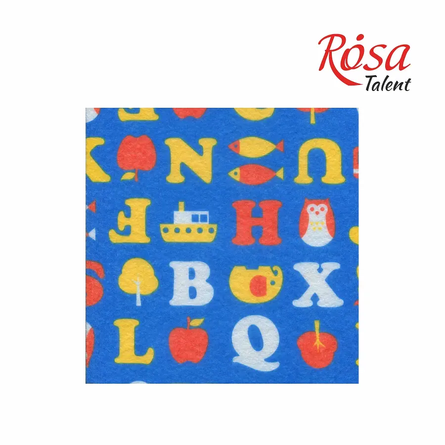 Фетр (поліестер) 21,5х28 см принт Літери на синьому 180г/м2 ROSA Talent - фото 2