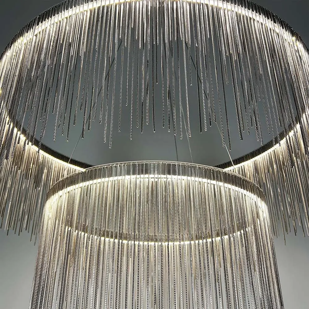 Хромированная люстра с цепочками на 2 яруса Ø 80+50 см | Line F | Ст. SP07-800+500 - фото 10