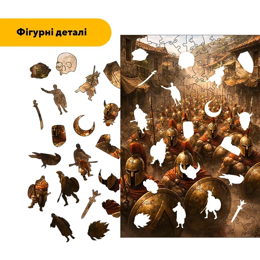 Дерев'яний фігурний пазл puzzlean Щит до щита, А3, Дерев'яна коробка 200 елементів - фото 3