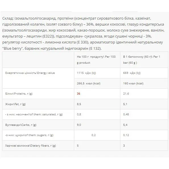 Протеїновий батончик Power Pro 36% без цукру Чорниця 20 шт. x 60 г - фото 2