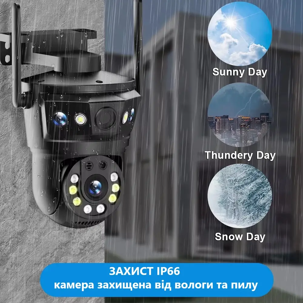 Вулична WiFi IPкамера  P6S  12Мп   3 об'єктиви Zoom 10-кратний  чорна - фото 8