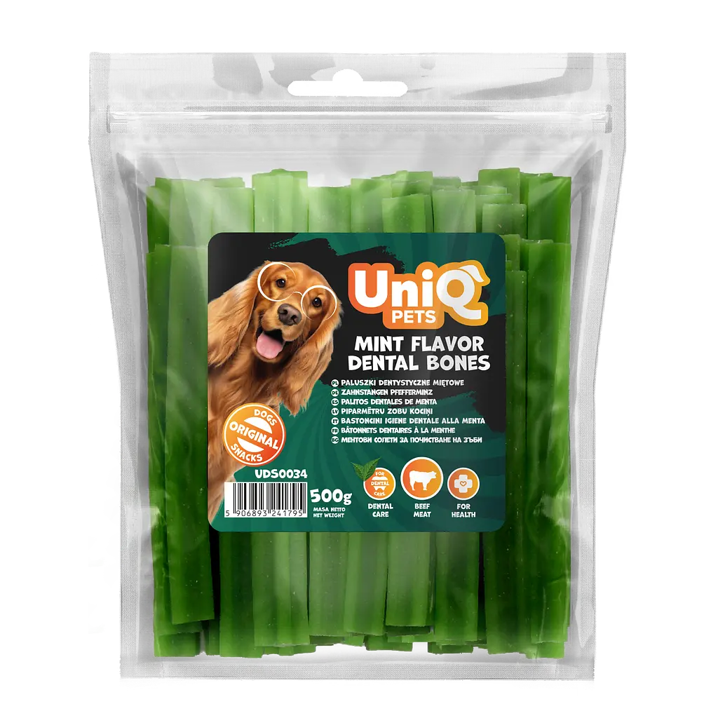 Ласощі для очищення зубів собак UniQ PETS DENTAL Зубні палички зі смаком м'яти, 500 г - фото 4