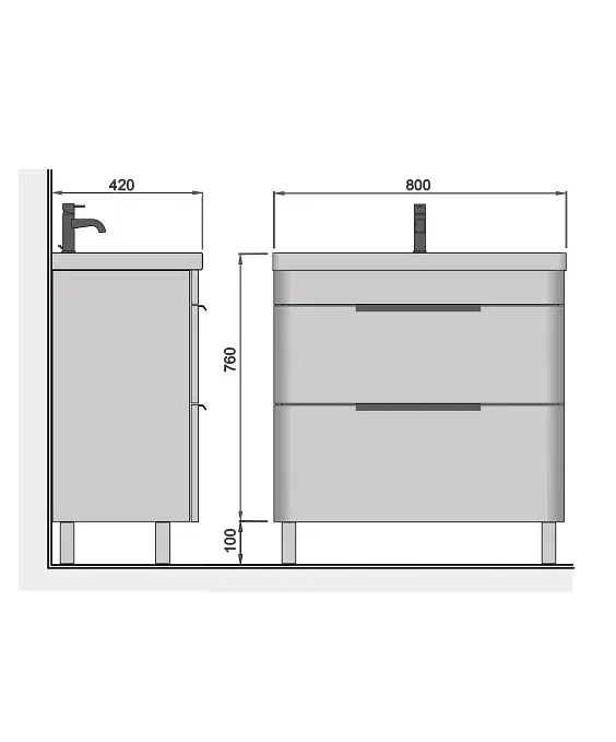 Тумба Мойдодир Iris 80 з умивальником Fenova 80 Білий - фото 7