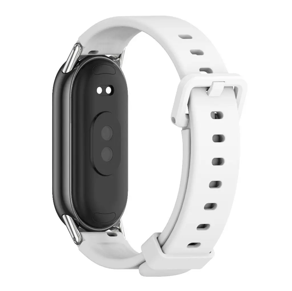 Силиконовый ремешок Mijobs для фитнеса браслета Xiaomi Mi Smart Band 8 White - фото 3