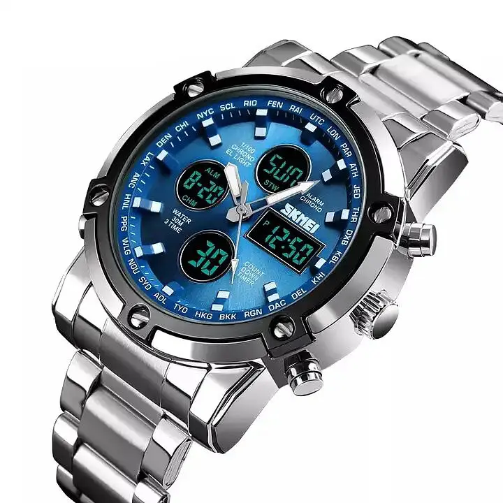 Наручний годинник чоловічий Skmei 1389 Silver - Blue, 1389BU (12321) - фото 4