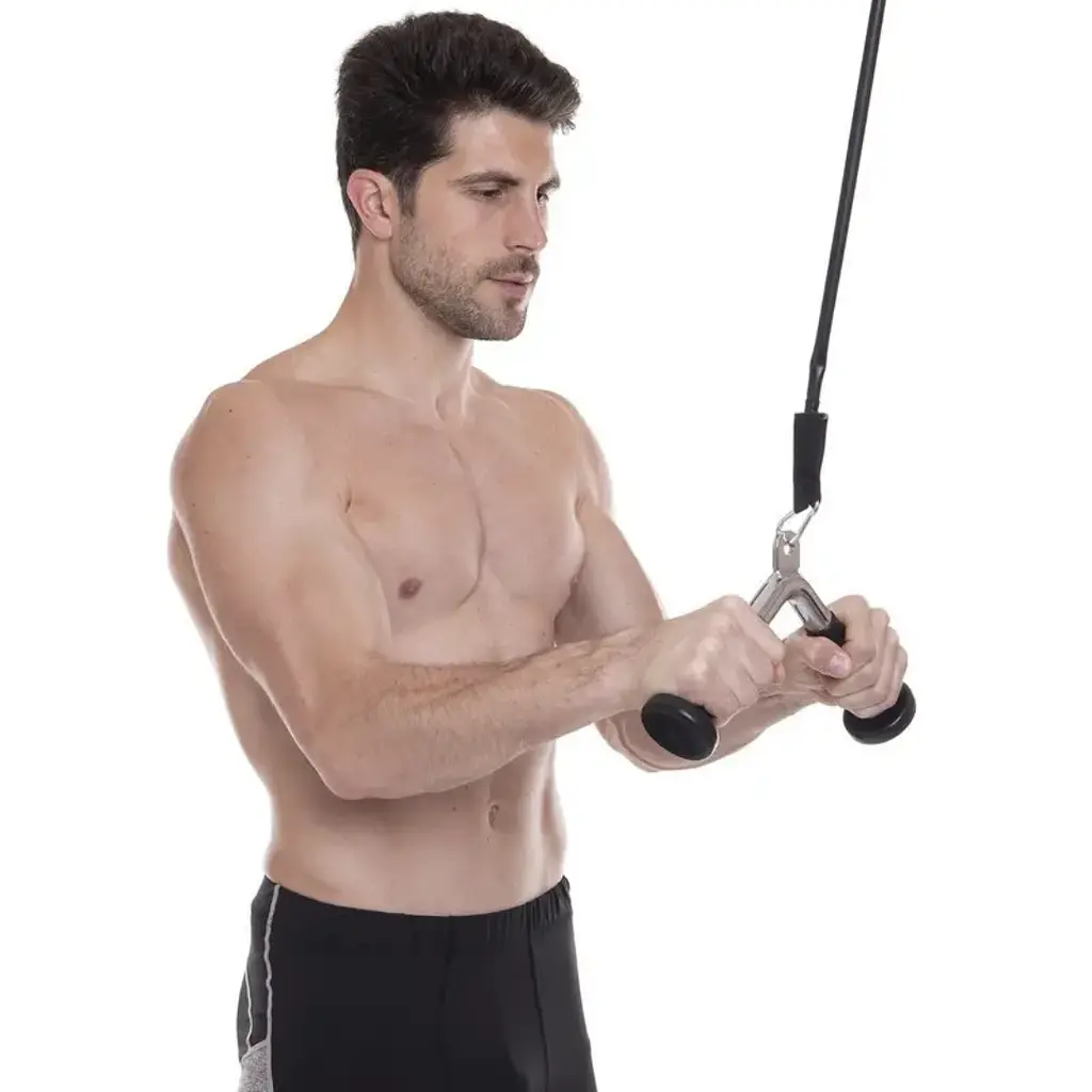 Ручка для тяги York Fitness V-подібна на трицепс з гумовими рукоятками, хром - фото 7