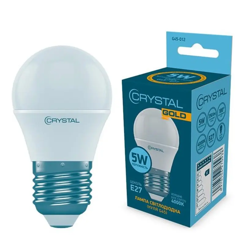 Лампа Crystal світлодіодна куля Кристально-золотистий 5W E27 4000K (G45-012)