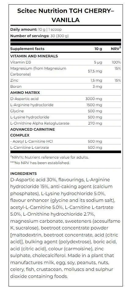 Бустер тестостерону Scitec Nutrition TGH Cherry-vanilla 300 г - фото 2