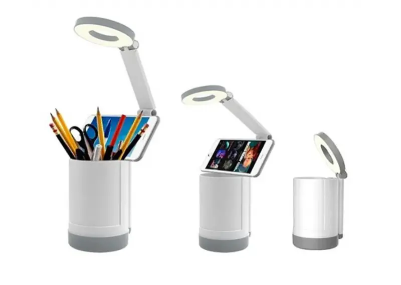 LED-лампа акумуляторна сенсорна з органайзером світлодіодна настільна TAIGEXIN TGX-781 біла