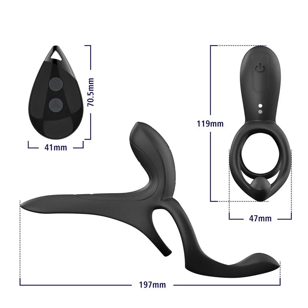 Вібраційне кільце - Erospace Men’s Play Vibrating Cock Ring With Clitoral & Taint Stimulation B11 - фото 3