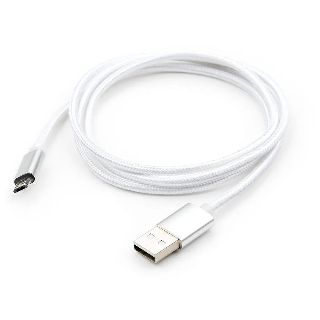 Дата кабель USB 2.0 AM to Micro 5P 1m LED silver Vinga (VCPDCMLED1S) - фото 5