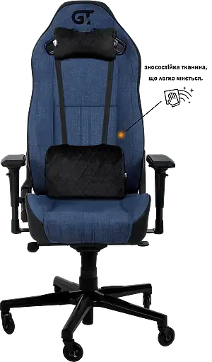 Геймерское кресло GT Racer черное с темно-синим (X-8009 Fabric Dark Blue/Black) - фото 5