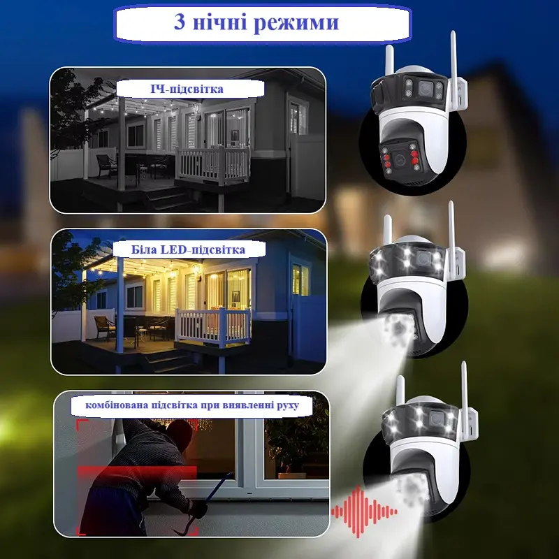 Вулична WiFi IPкамера Besder XM56  9Мп  3 об'єктиви Zoom 6-кратний  IcSee - фото 4