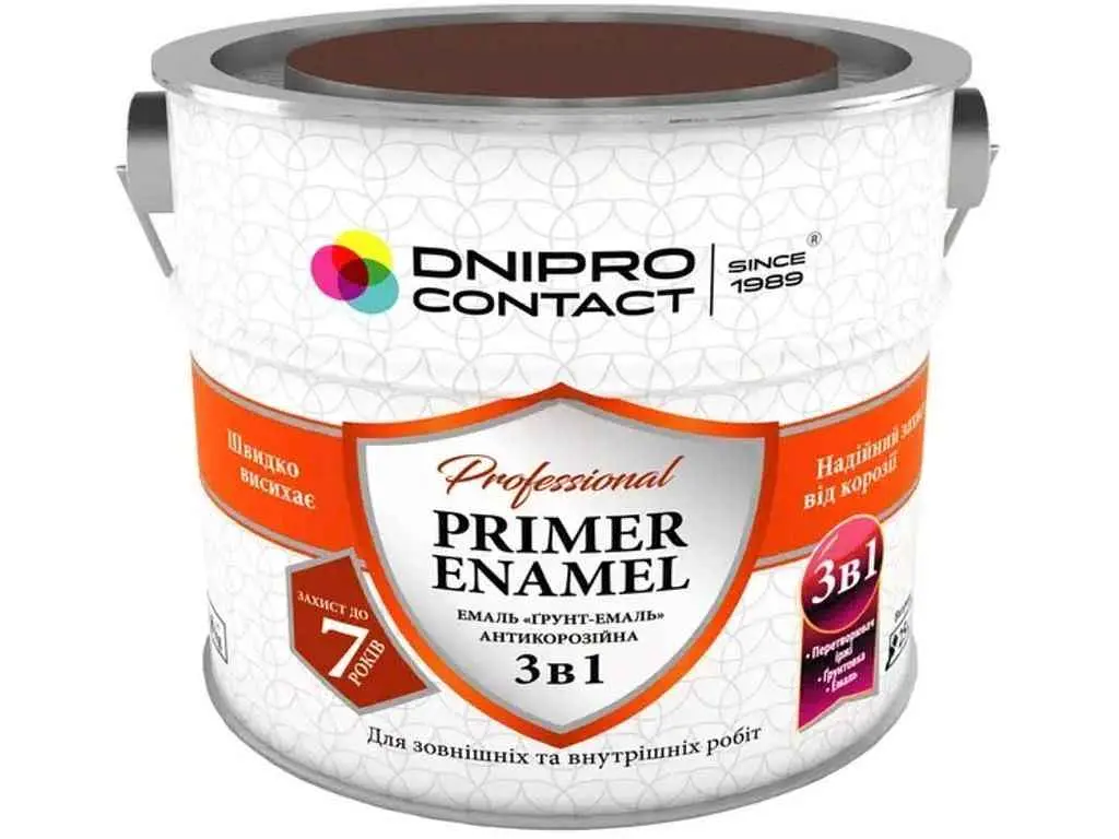Грунт-емаль DNIPRO CONTACT шоколадний 2.8кг 3 в 1
