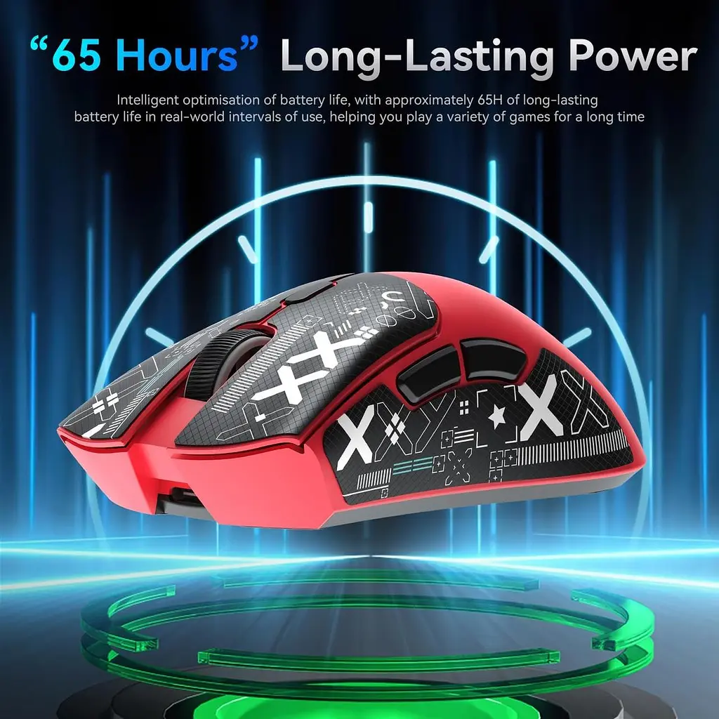 Бездротова мишка ATTACK SHARK R1 Red | PAW3311 | 18000 DPI | 65 годин на одному заряді - фото 5