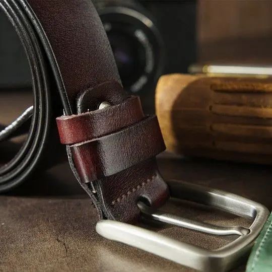 Ремінь чоловічий з затемненою пряжкою механіка 20315 Vintage коричневий 105-120 см - фото 6